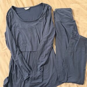 Kindred Bravely Blue Nursing Long Sleeve Top and Leggings Set
